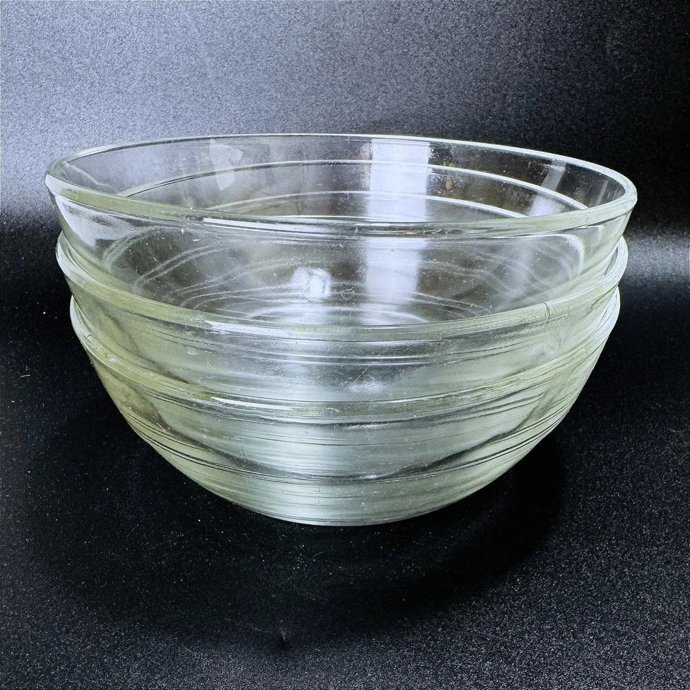 Vtg. Duralex France Lys Clear Set 3 Tempered Glass Cereal Dessert Prep Bowls
